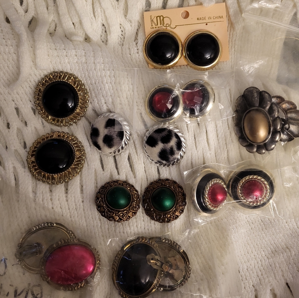 Black and Gold And Red Women Earrings Also Clip Ons